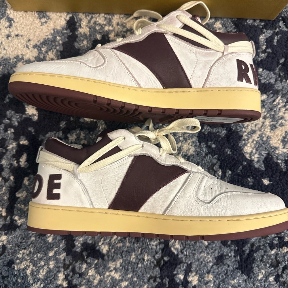 RHUDE WHITE/MAROON RHECESS LOW SNEAKERS SIZE 8 - Picture 8 of 9